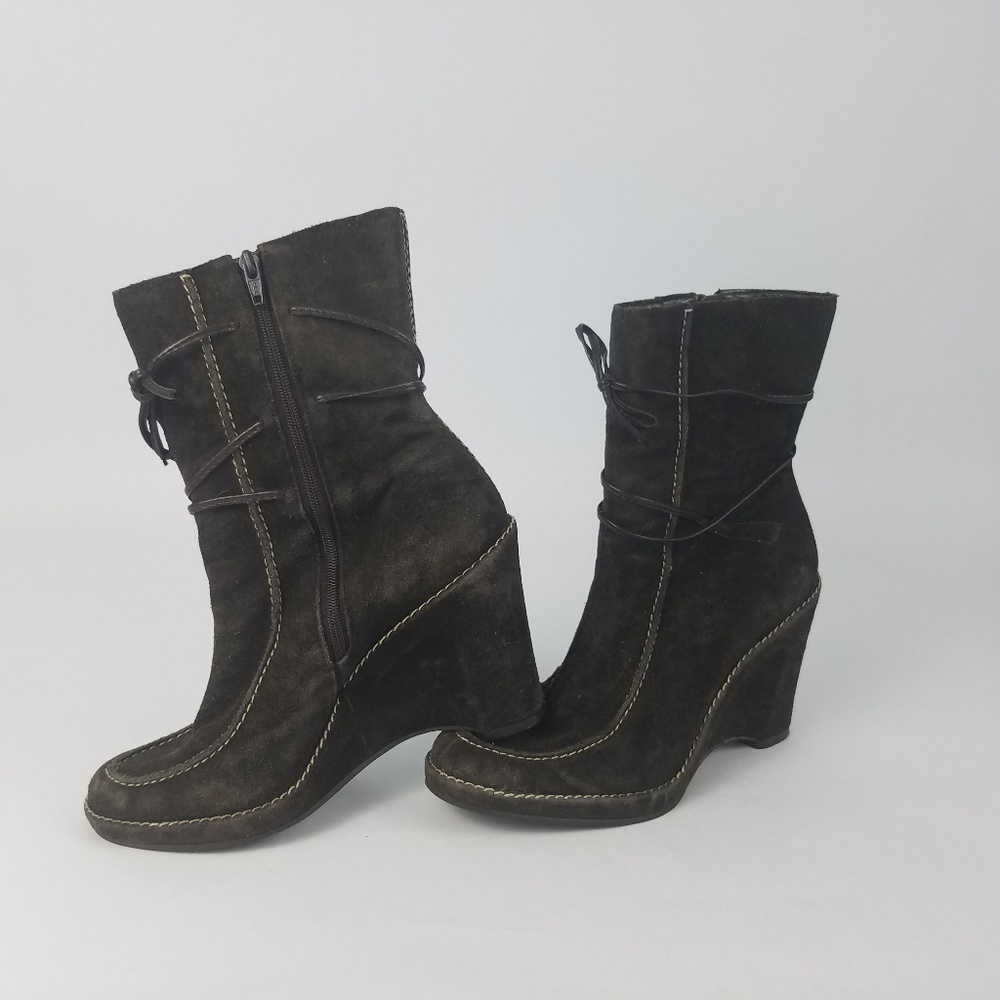 Franco Sarto Ema Womens Wedge Faux Suede Boot - Picture 1 of 8